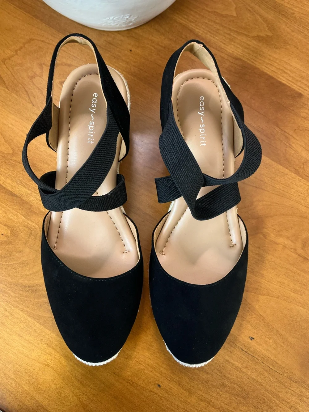 Easy Spirit Women's Black Meza Wedge Espadrille Sandals • Size 9 •NWOT